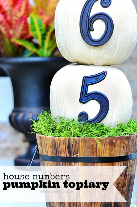 We can't get enough of this awesome project! Fake Pumpkins make this an all-season display