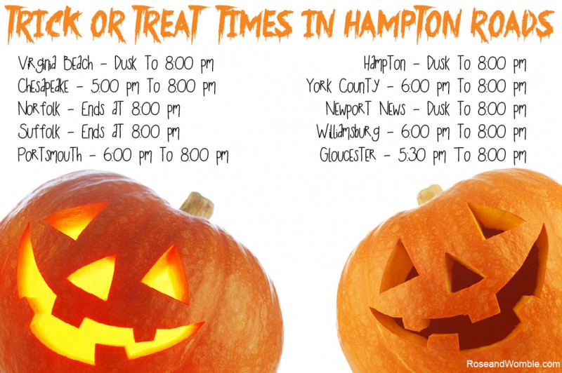 Here's a city-by-city guide of Trick or Treating times 
